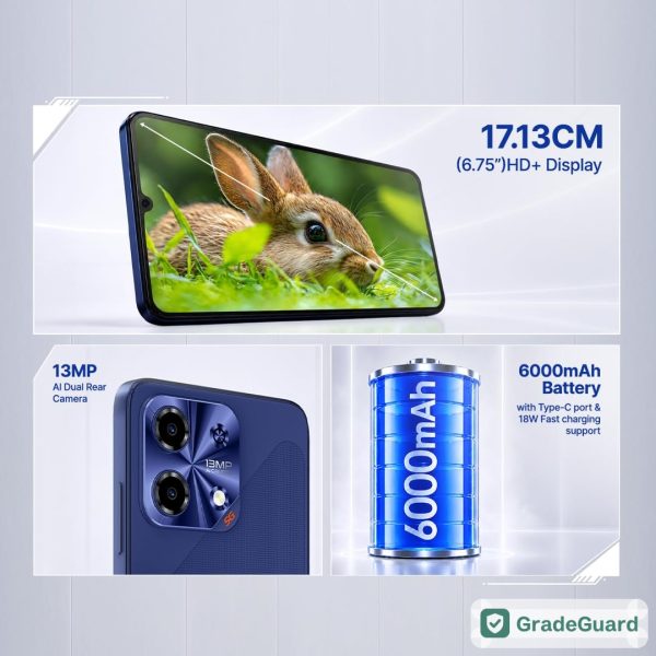 Lava Bold N2 5G 128GB — Billionaire Blue (Refurbished) — view 8 Lava Bold N2 5G 128GB — Billionaire Blue (Refurbished) — view 8