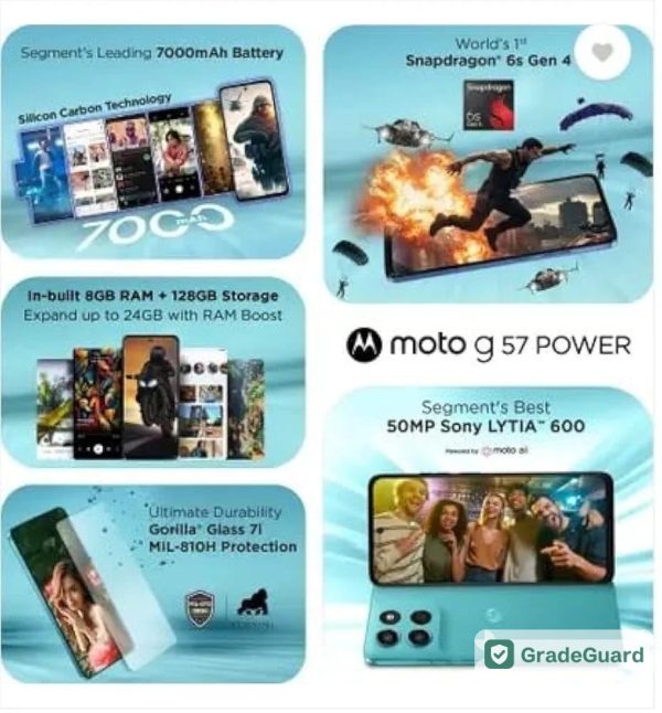 Motorola G57 Power 5G 128GB — Regatta (Refurbished) — view 4 Motorola G57 Power 5G 128GB — Regatta (Refurbished) — view 4