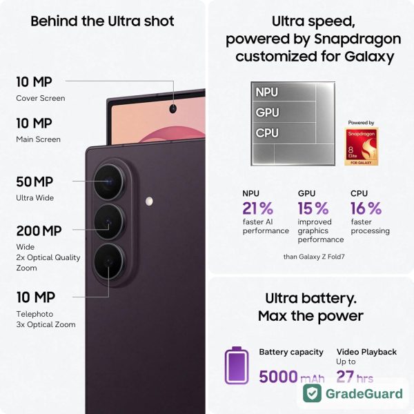 Samsung Galaxy Z Fold8 Ultra 5G 256GB — Violet Shadow (Refurbished) — view 3